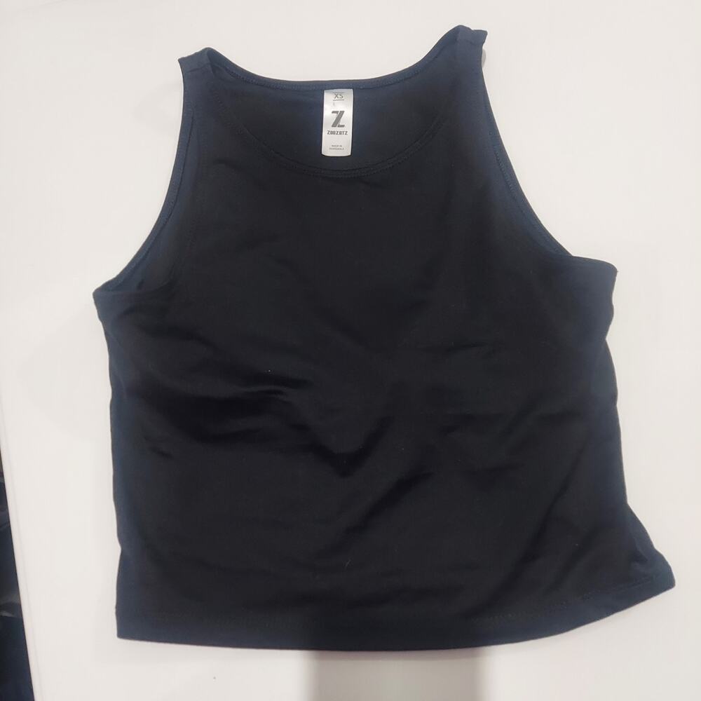 Cropped Racerback Tank ZooZats Black Athletic top dance workout